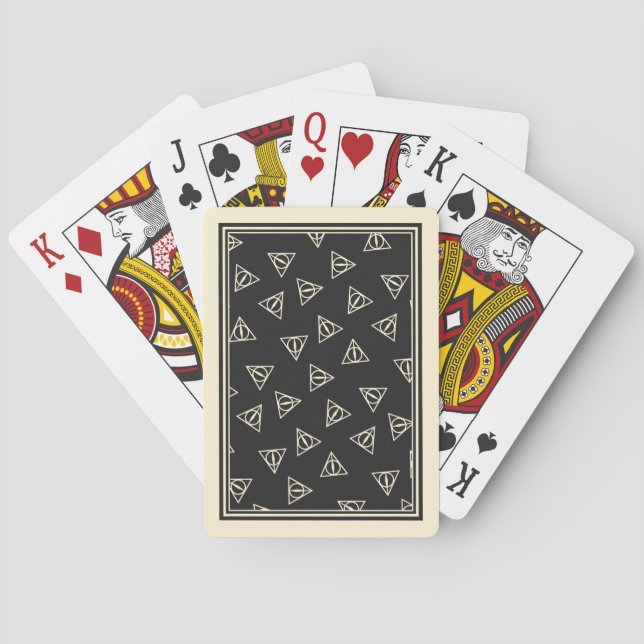Magical Grey Yellow Triangle Circle Wand Symbol Playing Cards (Back)