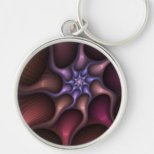 Magical Growth Modern Abstract Colorful Fractal Key Ring
