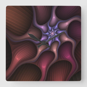 Magical Growth Modern Abstract Colourful Fractal Square Wall Clock
