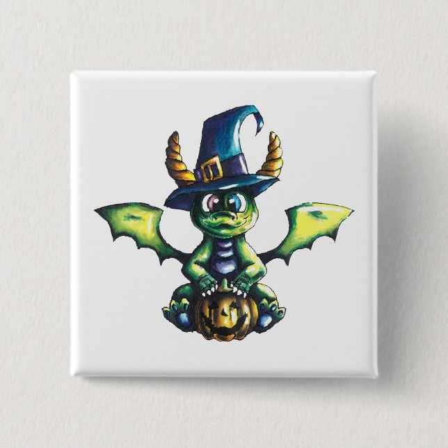 Magical Halloween Dragon Design 15 Cm Square Badge (Front)
