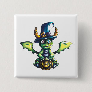 Magical Halloween Dragon Design 15 Cm Square Badge