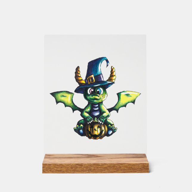 Magical Halloween Dragon Design Acrylic Sign (Front)