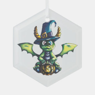 Magical Halloween Dragon Design Glass Tree Decoration