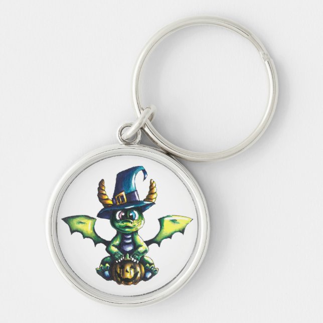 Magical Halloween Dragon Design Key Ring (Front)