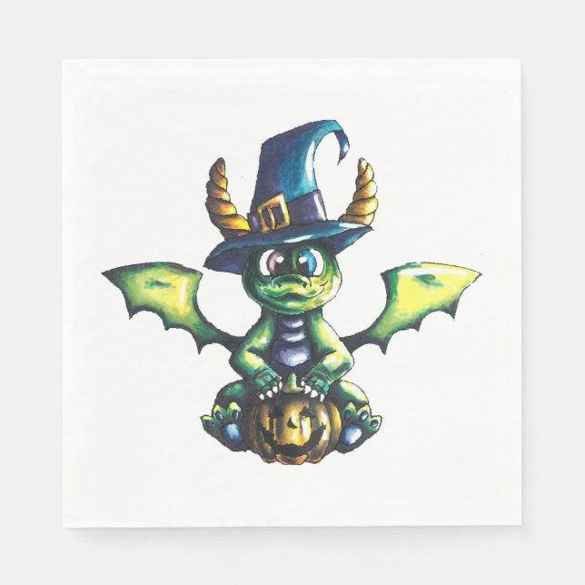 Magical Halloween Dragon Design Napkin (Front)