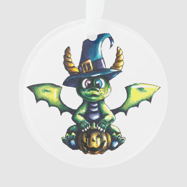 Magical Halloween Dragon Design Ornament (Front)