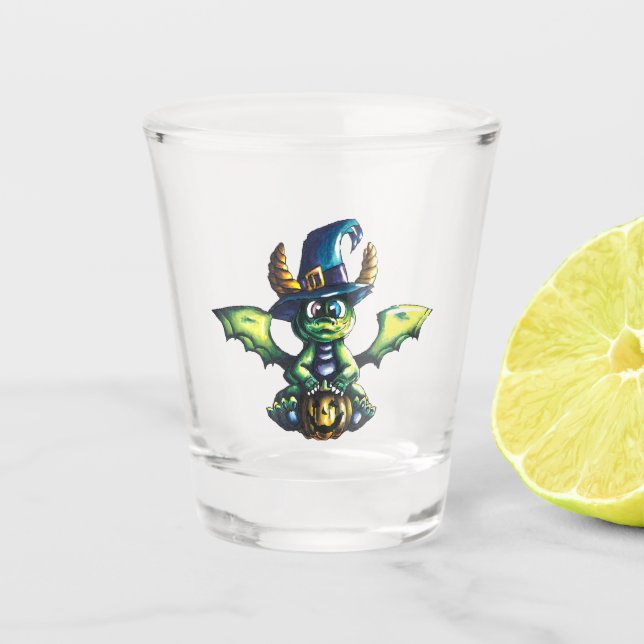 Magical Halloween Dragon Design Shot Glass (Front)