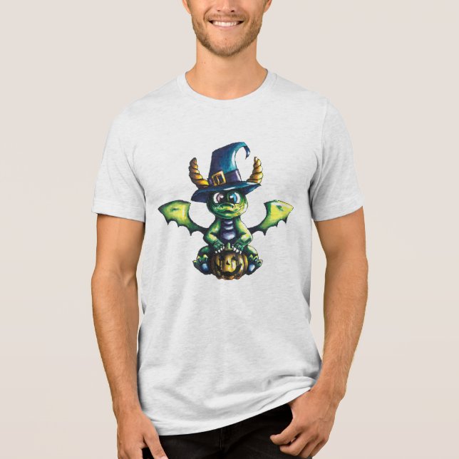 Magical Halloween Dragon Design Tri-Blend Shirt (Front)