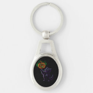 Magical Halloween Kitten Key Ring
