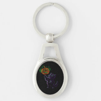 Magical Halloween Kitten Key Ring