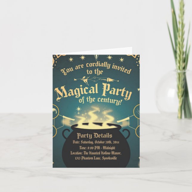 Magical Halloween Party Invitation Caldron Design (Front)