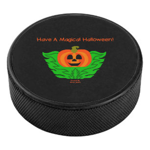 Magical Halloween Pumpkin Hockey Puck