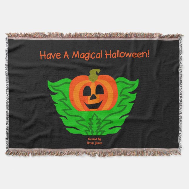 Magical Halloween Pumpkin Throw Blanket (Front)