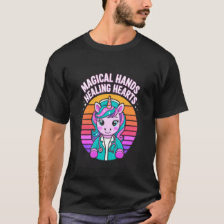 Magical Hands Healing Hearts Nurse Unicorn T-Shirt