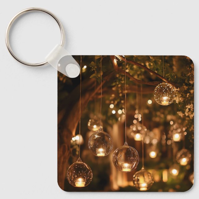 Magical Hanging Glass Lanterns Candle Key Ring (Front)