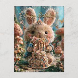 Magical Happy Birthday Greeting with a Bunny Postcard
