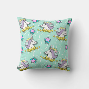 Magical Happy Unicorn And Stars Cushion