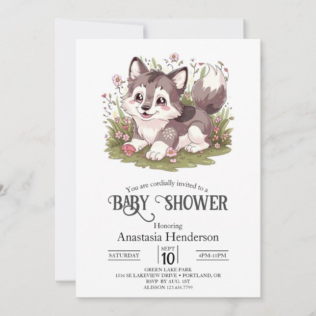 Magical Happy Wolf Baby Shower Invitation (Front)