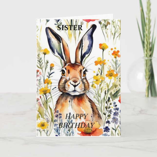 Magical Hare Birthday Card (editable) (Front)