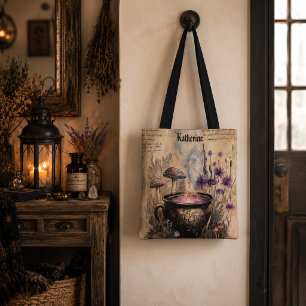 Magical Herbal Cauldron Botanical Tote Bag