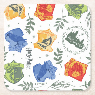 Magical Herbology HOGWARTS™ Houses Pattern Square Paper Coaster