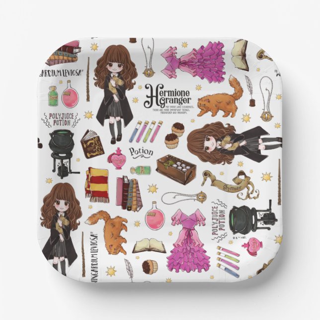 Magical Hermione Granger Watercolor Paper Plate (Front)