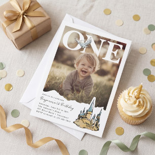 Magical Hogwarts Owl First PhotoPop Birthday  Invitation
