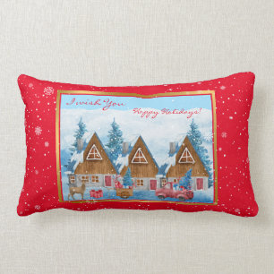 Magical Holiday Winter Landscape Customise Lumbar Cushion