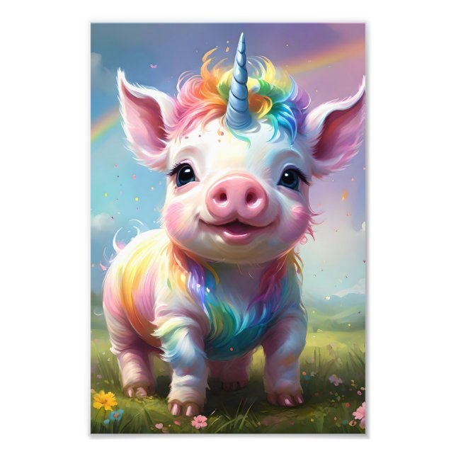 "Magical Hooves: The Rainbow Unicorn Pig" Photo Print (Front)