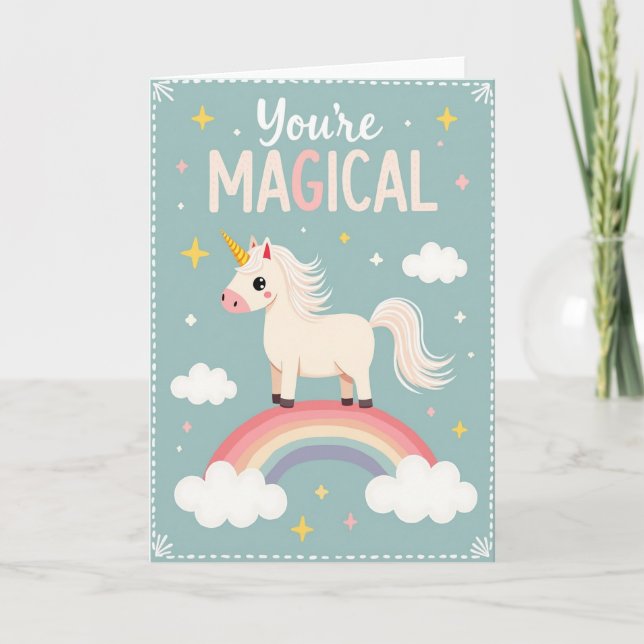 Magical Horned Creature Birthday Card (Front)