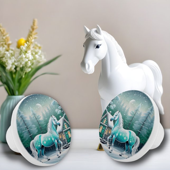 Magical horse in enchanted forest ceramic knob (Creator Uploaded)