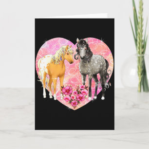 Magical Horse Two Lovers And Flowers - Valentines  Card