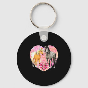 Magical Horse Two Lovers And Flowers - Valentines Key Ring