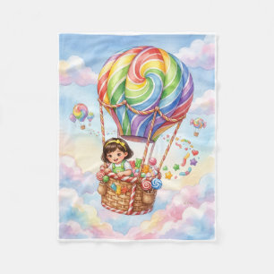 Magical Hot Air Balloon Over Clouds Fleece Blanket