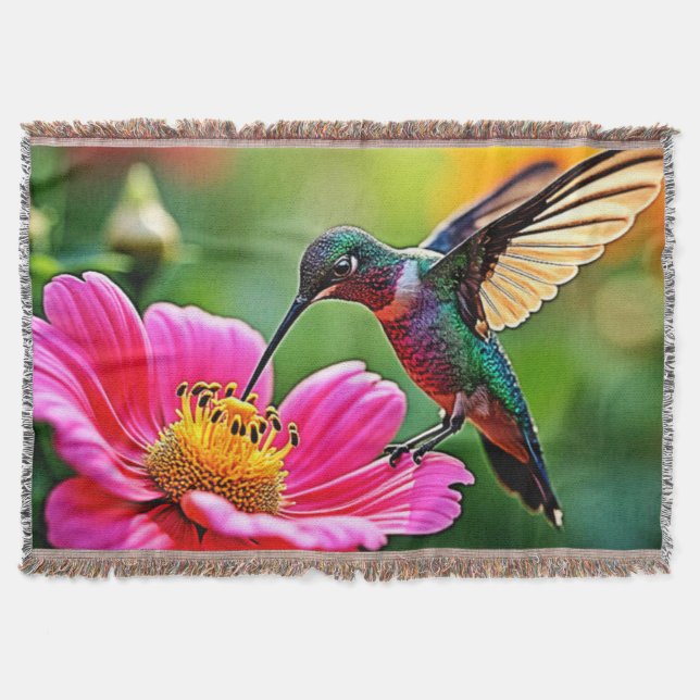 Magical Hummingbird Moments Design Throw Blanket (Front)