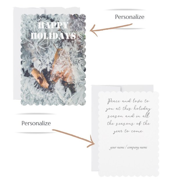 Magical ice crystals pattern with fallen leaves holiday card (Creator Uploaded)