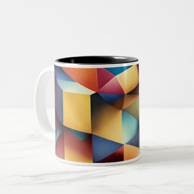 Magical Illusions: Abstract Cubist Art Mug Design (Front Left)
