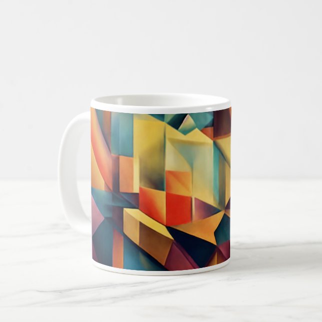 Magical Illusions: Abstract Cubist Art Mug Design (Front Left)