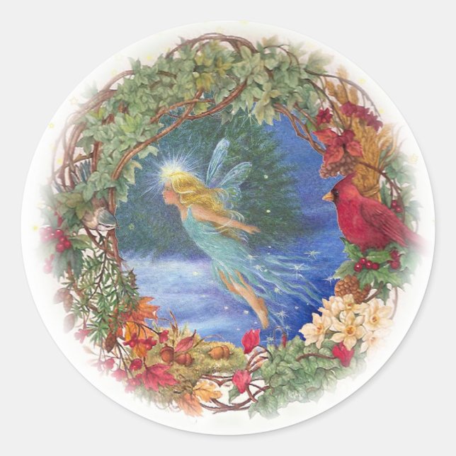 Magical illustrated Fairy Christmas sticker (Front)