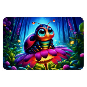 Magical insect in a luminous nighttime forest magnet