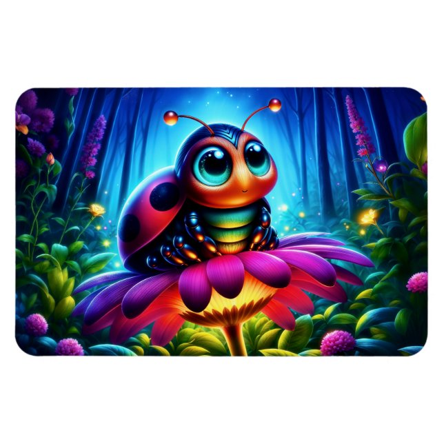 Magical insect in a luminous nighttime forest magnet (Horizontal)