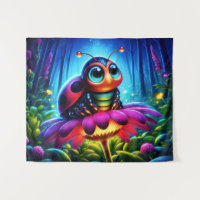 Magical insect in a luminous nighttime forest