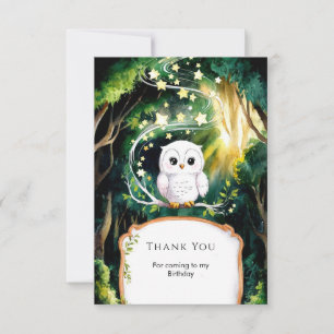 Magical Into the Woods Owl Birthday Thank You Card