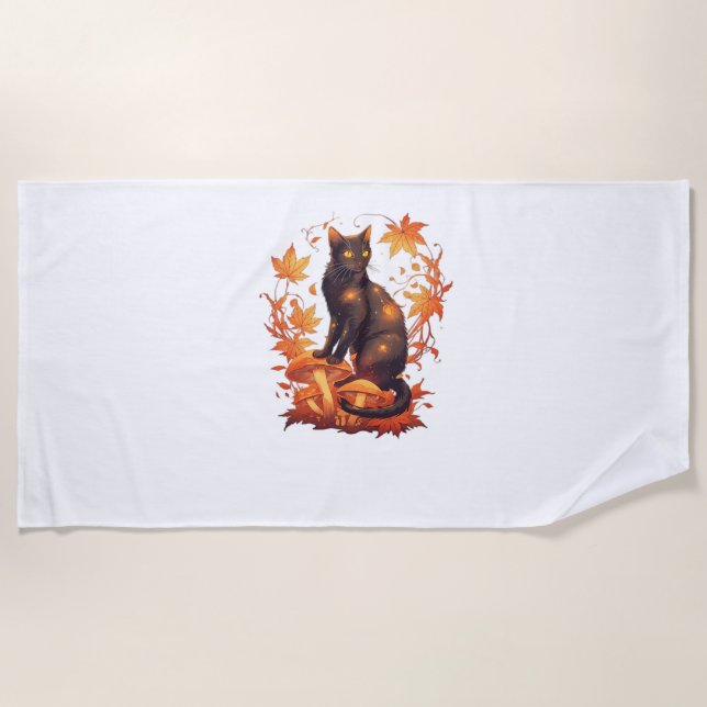 Magical Introvert Cat  Pastel Witch Hat Halloween  Beach Towel (Front)