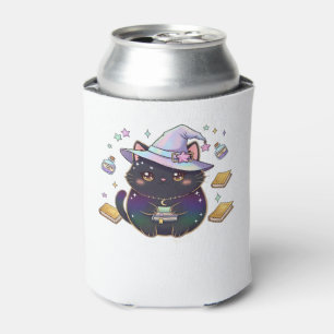 Magical Introvert Cat Pastel Witch Hat Halloween Can Cooler
