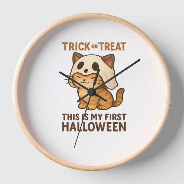Magical Introvert Cat  Pastel Witch Hat Halloween  Clock (Front)
