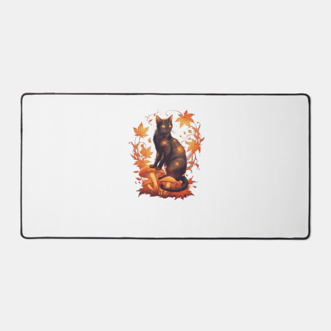Magical Introvert Cat  Pastel Witch Hat Halloween  Desk Mat (Front)