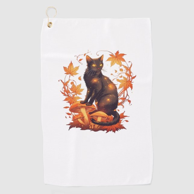 Magical Introvert Cat  Pastel Witch Hat Halloween  Golf Towel (Front)