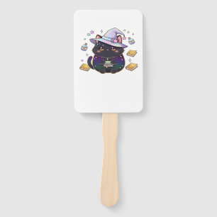 Magical Introvert Cat Pastel Witch Hat Halloween Hand Fan