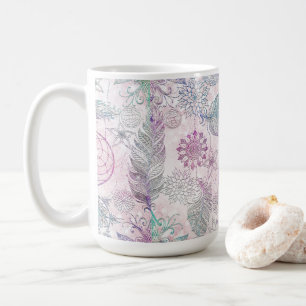 Magical Iridescent Glitter Feathers Dreamcatcher Coffee Mug